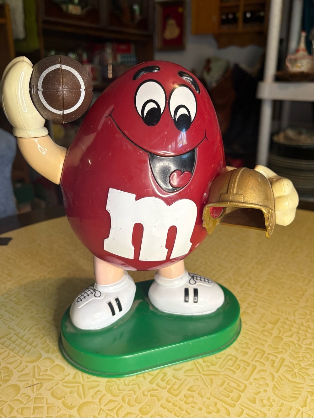 Vintage Red M&M's Football Vinyl Figure with Gold Helmet